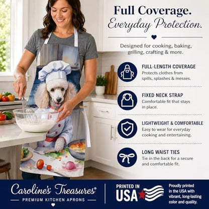 Caroline's Treasures White Poodle The Chef Apron Cooking Kitchen Server Baking - Image 4