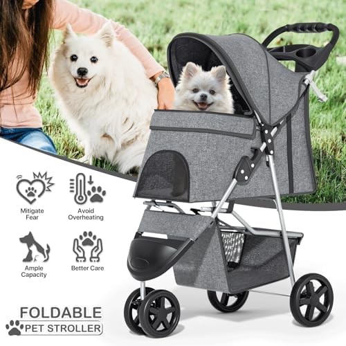 MoNiBloom Pet Stroller for Small/Medium Dogs and Cats up to 33 lbs - Image 2