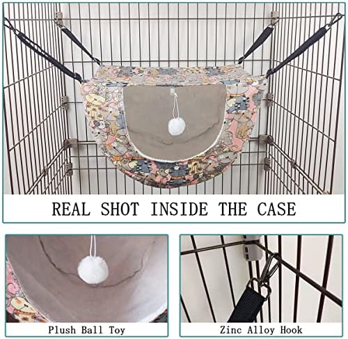 JSPYFITS Cat Cage Hammock, Double Layer Hanging Adjustable Soft Pet Bed Suitable - Image 6