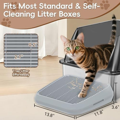 Elevated Litter Box Ramp/Steps for Kittens & Old Cats, Washable Litter Catcher - Image 2