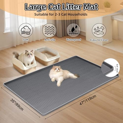 Silicone Cat Litter Mat 47" x 35" Cat Mat - Image 2