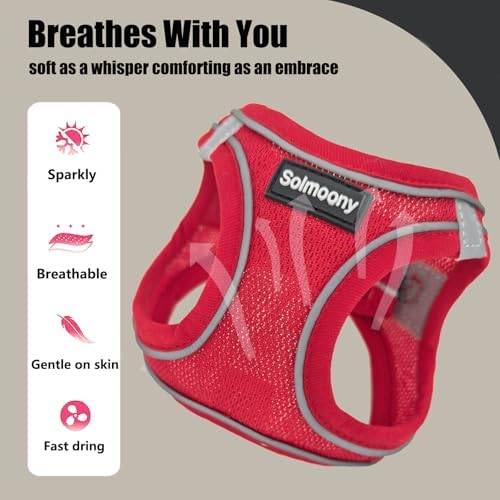 Solmoony Sparkly Medium Dog Harness and Leash Set, Step in Soft Light Puppy Vest - Image 4