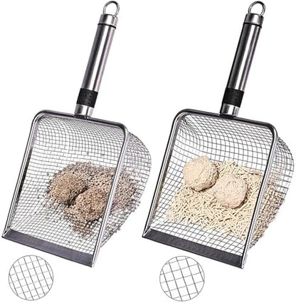 Stainless Steel Cat Litter Scoop, 3.8mm Fine Mesh & 5mm Metal Scooper by Unknown