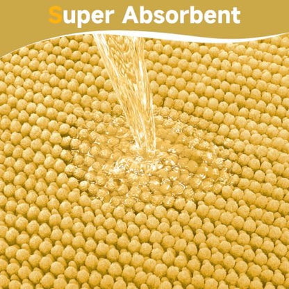 Ophanie Yellow Bathroom Rugs 36x24, Soft Chenille Bath Mat, Non Slip Absorbent - Image 5