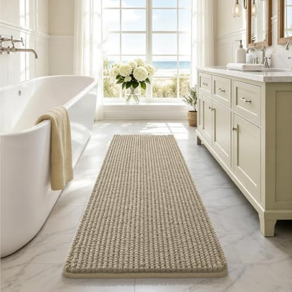Ophanie Beige Bathroom Runner Rugs 60x20, Soft Chenille Bath Mat, Non Slip by Ophanie