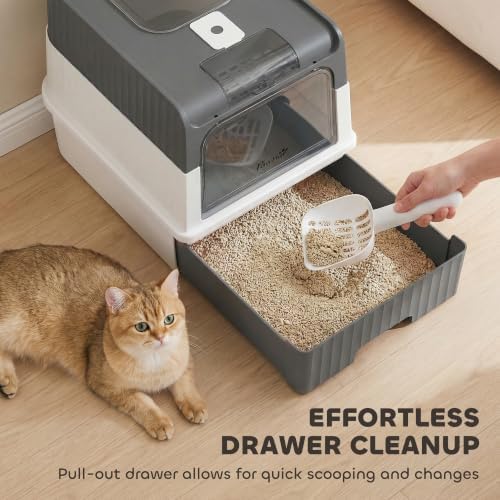 PawHut Cat Litter Box with Lid, Pull-Out Drawer Tray - Image 4
