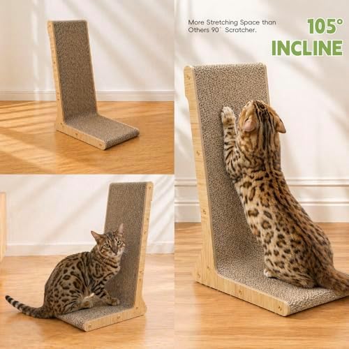 Cat Scratcher, L Shape Cat Scratching Board, 105° Cat Scratch Pad - Image 6