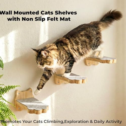 Tlence 3 Pack Cat Wall Shelves for Cats Steps, Wall Mounted Floating Cat - Image 7