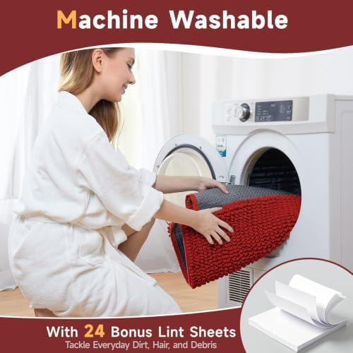Ophanie Red Bathroom Rugs Sets 3 Piece, Soft Chenille Bath Mat, Non Slip - Image 6