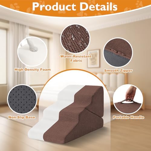 Ahpmeoa Dog Stairs for Small Dogs 16’’ H, 3-Step Dog Steps for Bed - Image 4