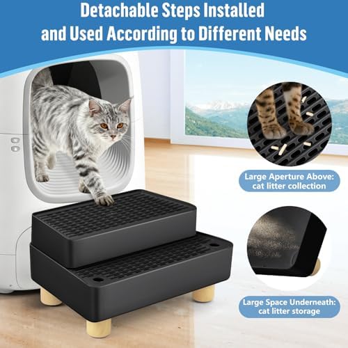 Extra Large 2 Steps Cat Litter Box Step Ramp, Cat Litter Catcher Mat - Image 3