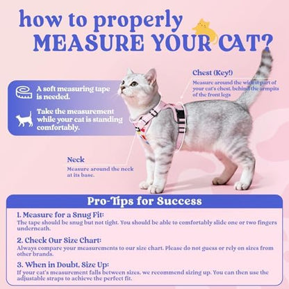 rabbitgoo Cat Harness and Leash Set, Escape Proof Vest, Purrty Pink - Image 2