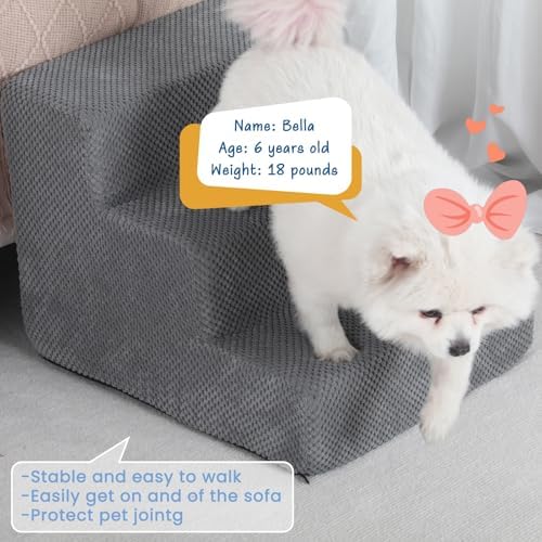Aodisman Dog Stairs for Small Dogs & Cats, 3-Step Pet Steps for Couch & Bed - Image 3