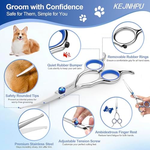 Professional Dog Grooming Kit 6.8 Inches, Curved Dog Grooming Scissors - Image 3