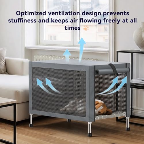 Medium Elevated Dog Crate with Removable Cover, Stainless Steel Dog Kennel - Image 2