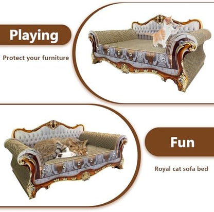 Luxury Couch Shaped Cardboard Cat Scratcher Sofa Bed, Cat Scratching Board - Image 6