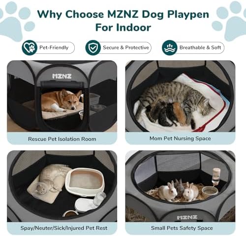 Dog Cat Small Animal Puppy Playpen Crate, Dark Grey - Image 4