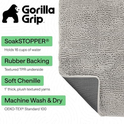 GORILLA GRIP SoakSTOPPER Dog Door Mat, Machine Wash and Dry, 36x24 Lt Gray - Image 3