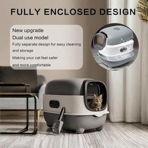 Cat Foldable Litter Box with Lid & Scoop – Middle Enclosed Anti-Splashing - Image 4