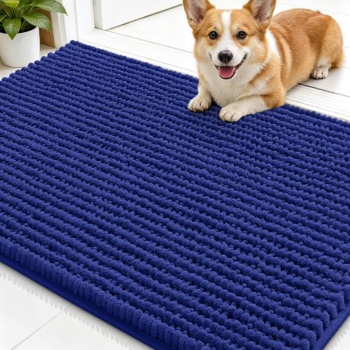 Smiry Dog Door Mat for Muddy Paws 30x20, Ultra Absorbent Chenille Doormat by Smiry