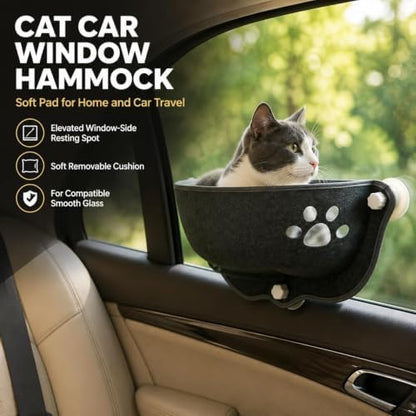 Cat Car Window Hammock with Soft Pad, Cat Car Window Seat, Suction Cup Bed - Image 4