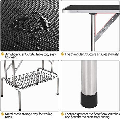 36" Pet Dog Grooming Table, Foldable Stainless Steel Frame Pet Drying Grooming - Image 3