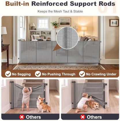 GRENFU Reinforced 100" Wide Retractable Baby Gates, Prevent Crawling Under - Image 2