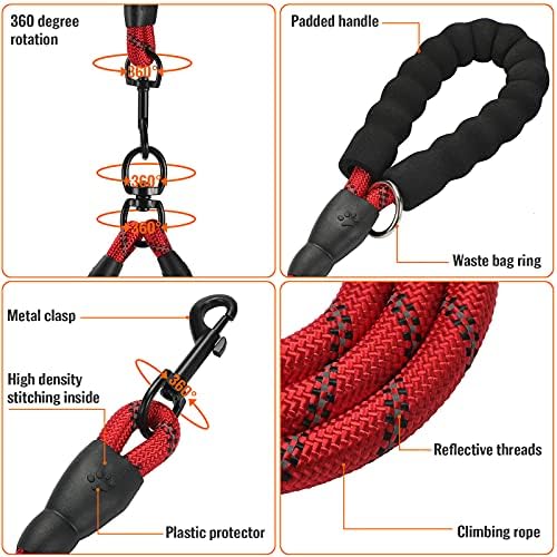 Double Dog Leash Reflective Detachable Coupler &360° Swivel Tangle Free - Image 3