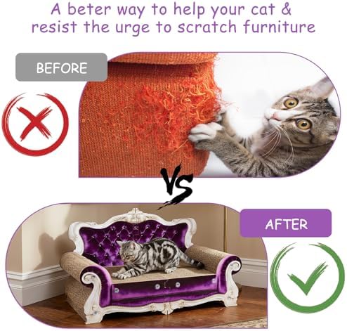 Luxury Cardboard Cat Scratcher Sofa Bed, Couch Shaped Cat Scratching Board - Image 5