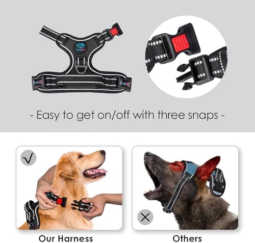 PHOEPET Reflective Dog Harness Large Breed Adjustable No Pull Vest - Image 3