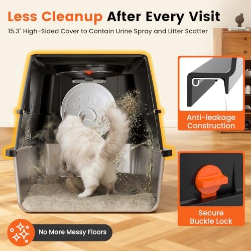XL Enclosed Stainless Steel Litter Box - Image 2