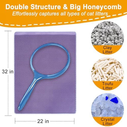 Cat Litter Mat Litter Trapping Mat, Cat Litter Box Mat 32"x22", 2 Layer - Image 2