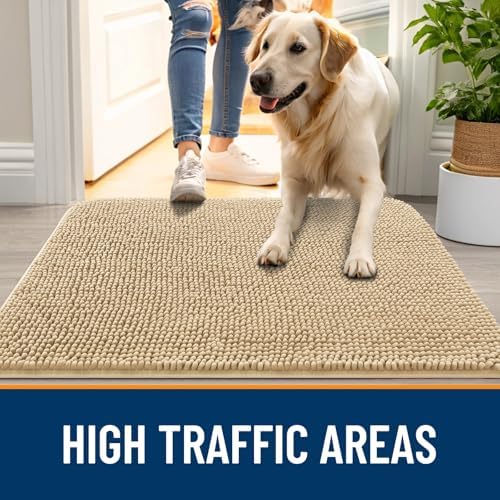 OLANLY Dog Door Mat for Muddy Paws 35x24, Super Absorbent Chenille Mud Mat - Image 6