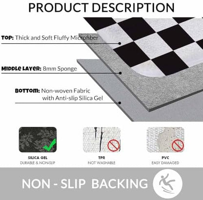 Checkered Bath Mats for Bathroom Black and White Buffalo Check Plaid Floor Bath - Image 6