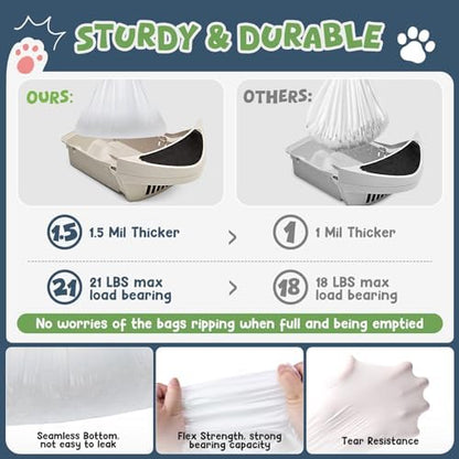 120 Pack Litter Box Robot 3 4and 5 Waste Bags, 1.5 Mils Thick Drawstrings - Image 2