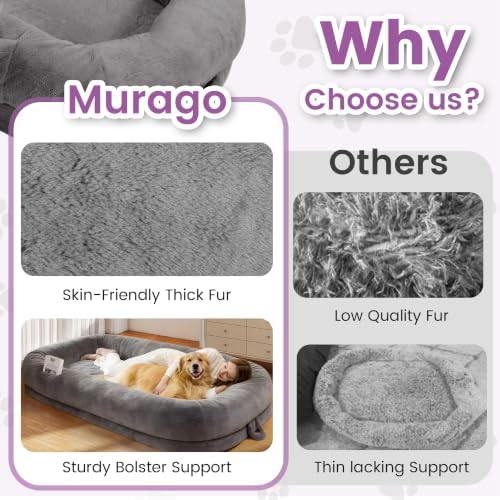 Murago Human Dog Bed for Adults, Light Grey - Image 6