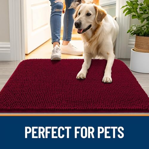OLANLY Dog Door Mat for Muddy Paws 32x20, Super Absorbent Chenille Mud Mat - Image 6