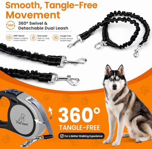 Dual Retractable Dog Leash, 10 FT Tangle-Free Leash - Image 3