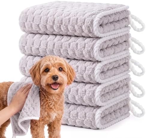 Dog Drying Towel, 5 Pack Microfiber Pet Towels, Quick Dry by TCbelosion