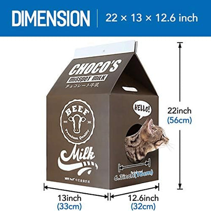 FluffyDream Cat Condo Scratcher Post Cardboard, Milk Box Shape Cat Scratching - Image 2