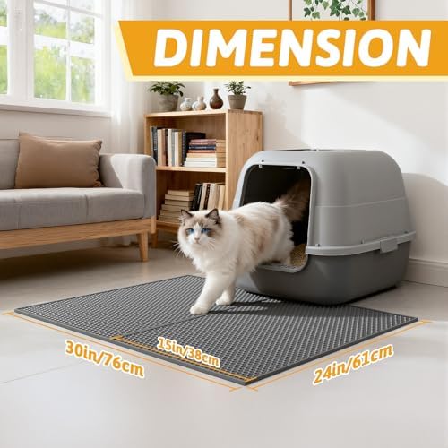 Pieviev Double Layer Cat Litter Mat Traps Litter 24''x15'' 2 Pack - Image 2