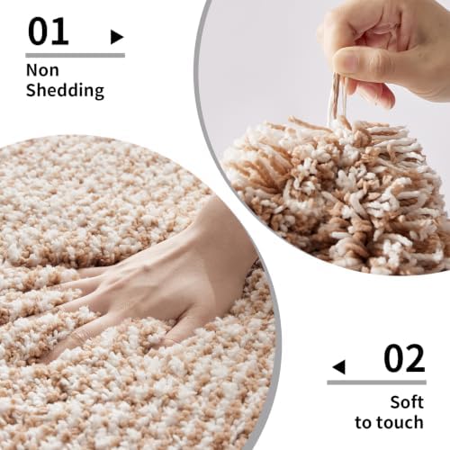 Disolla Beige & White Bathroom Rugs 24x36, Non-Slip Plush Thick Bath Mat - Image 4