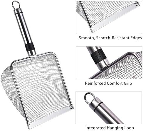 Stainless Steel Cat Litter Scoop, 3.8mm Fine Mesh & 5mm Metal Scooper - Image 6