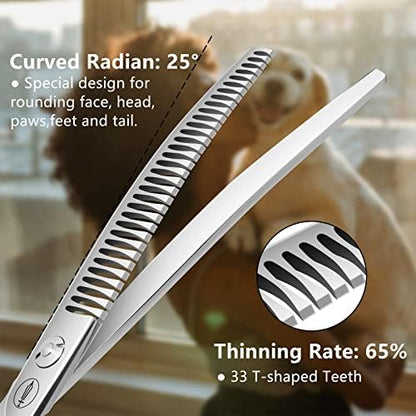 HASHIMOTO Curved Chunkers Shears Dog Grooming, 7.0 inch, 65% Thinning Rate - Image 3