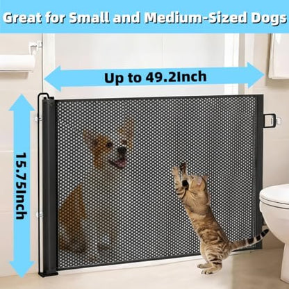 15 Inch Retractable Step‑Over Dog Gate, Adhesive Mount Pet Barrier - Image 2