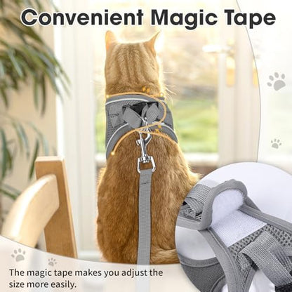 Cat Vest Harness and Leash Set, Escape Proof Kitten Harness Grey S - Image 5