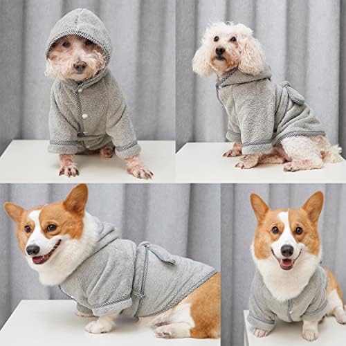 Dog Bathrobe, Microfiber Fast Drying Absorbent Hooded Bath Towel White - Image 4