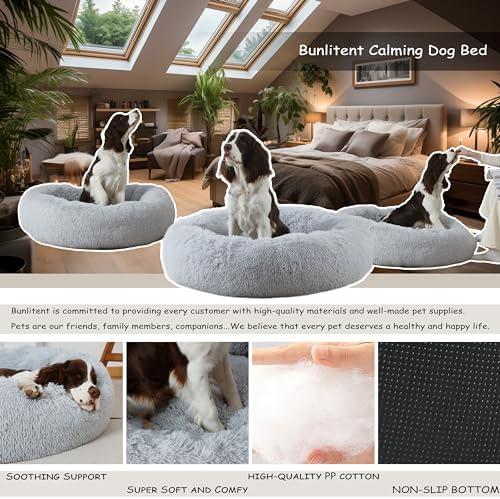 Bunlitent 30 inch Donut Dog Bed, Calming Dog Bed - Image 2