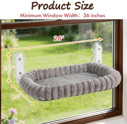 Zoratoo 2PC Cloud-Cuddle Cat Window Perch, Foldable Cat Hammock, L Grey - Image 2