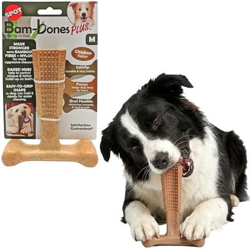 SPOT Bam-Bones Plus T-Bone Dog Chew, 30-60 lb Heavy Chewers by SPOT